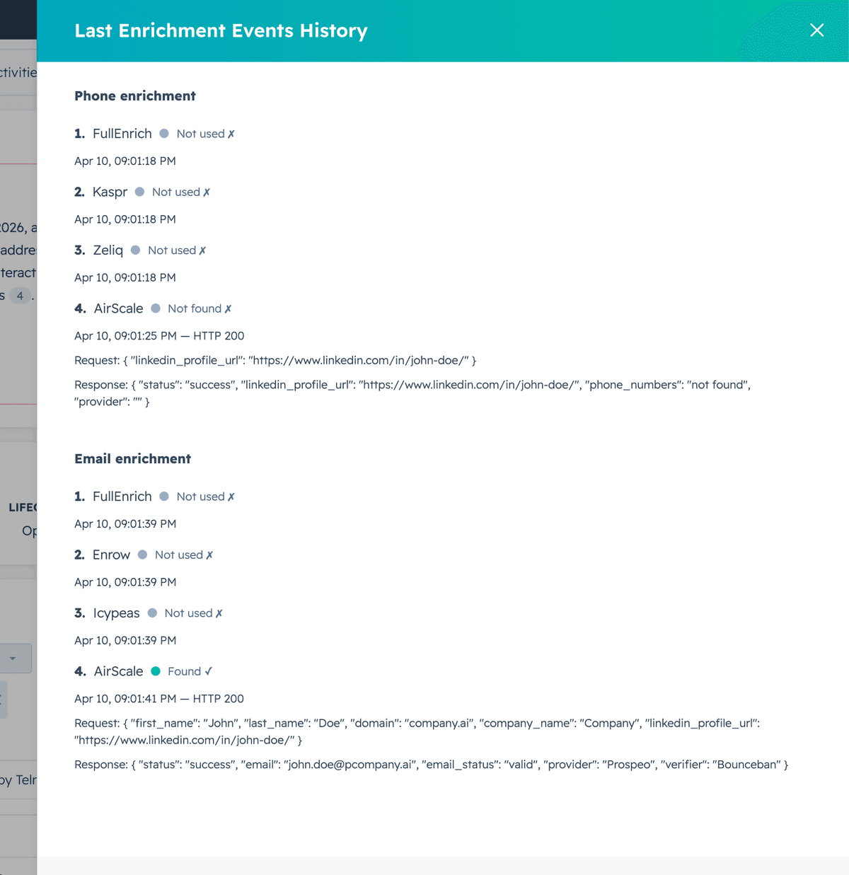 Full audit trail with request & response payloads