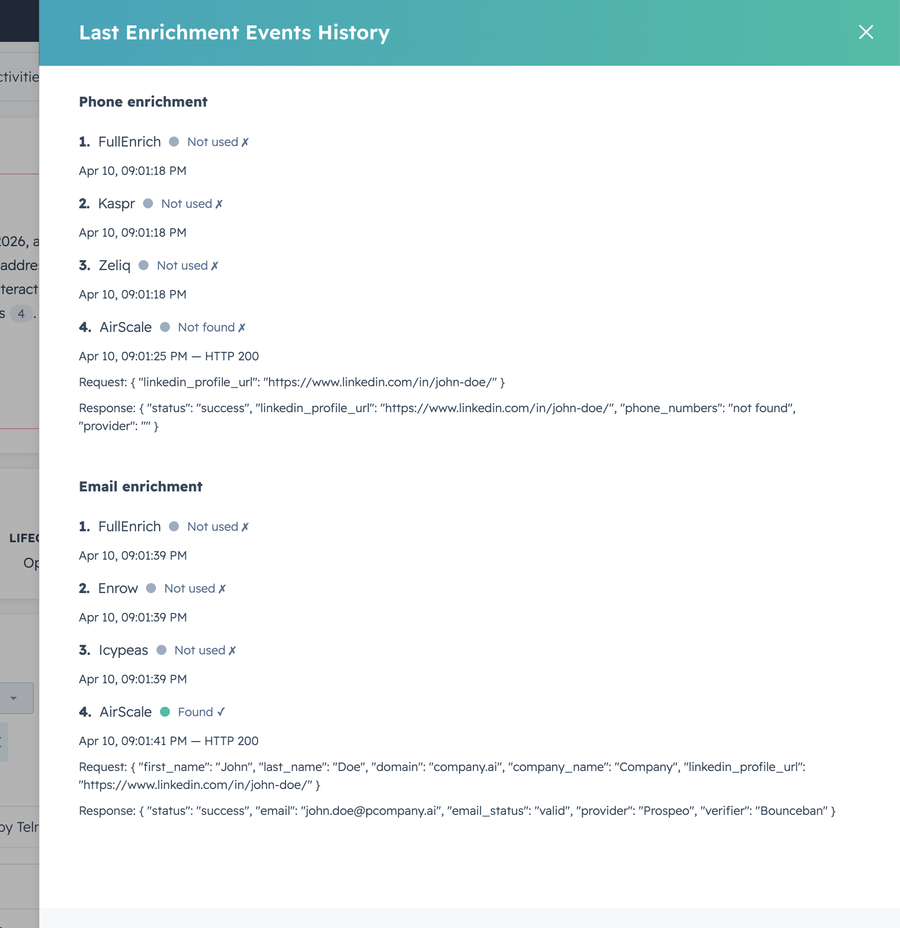 Full audit trail with request & response payloads